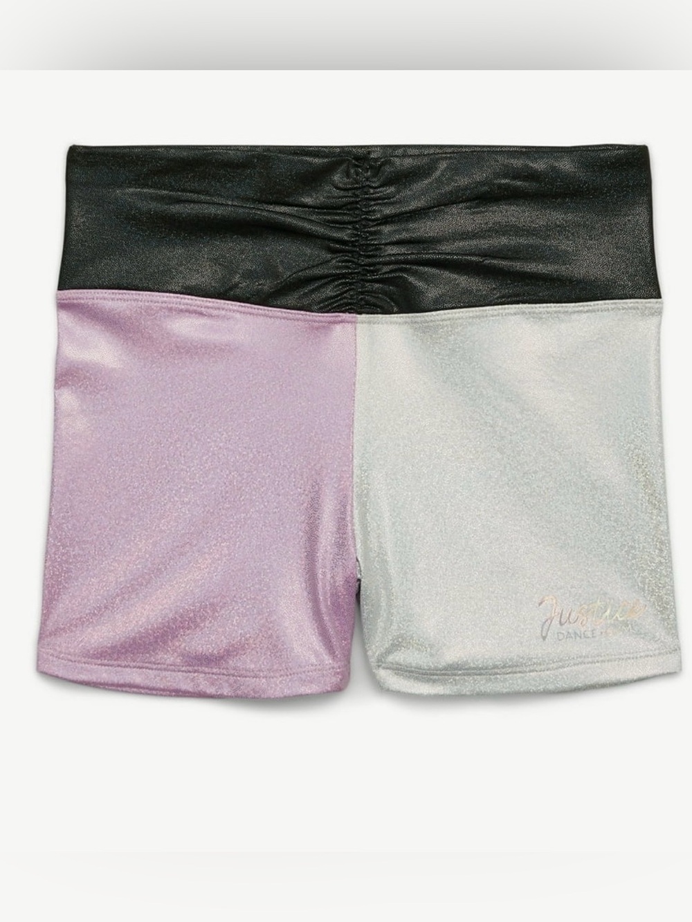 NWT Justice Metallic Colorblock Cinch Waistband Dance Gym Shorts Girls Size XS